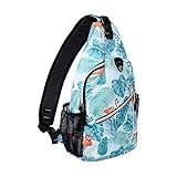 MOSISO Sling Backpack,Travel Hiking Daypack Pattern Rope Crossbody Shoulder Bag, Flamingo