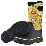 HISEA Rain Boots for Women Mid Calf Rubber Boots Waterproof Neoprene Insulated Barn Boots for Mud Working Gardening