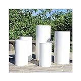 BRYTLY 5PCS Event Decor Direct Round Cylinder Stand Pedestal Display, Cylinder Plinth Wedding Props, Metal Wedding White Cylinder Pedestal Display
