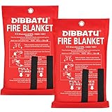 DIBBATU Fire Blanket Emergency for Kitchen, Suppression Flame Retardent Safety Blanket for Home, Schooll, Fireplace, Grill, Car, Office, Warehouse (39 in x 39 in)