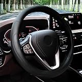 HOTOR Car Steering Wheel Cover - Universal Car Accessory for Diverse Cars, Durable Leather Cover with Anti-Slip Lining, for Steering Wheel with a Diameter of 14.5'-15',Black