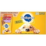 PEDIGREE CHOPPED GROUND DINNER Adult Soft Wet Dog Food 30-Count Variety Pack, 3.5 Ounce (Pack of 30)