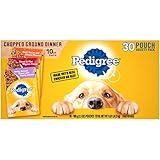 PEDIGREE CHOPPED GROUND DINNER Adult Soft Wet Dog Food 30-Count Variety Pack, 3.5 Ounce (Pack of 30)