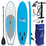 SereneLife Inflatable Stand Up Paddle Board (6 Inches Thick) with Premium Accessories & CarryBag | Wide Stance, Bottom Fin for Paddling, Surf Control, Non-Slip Deck