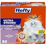 Hefty Ultra Strong Tall Kitchen Trash Bags, Lavender & Sweet Vanilla Scent, 13 Gallon, 80 Count