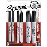 Sharpie Permanent Markers Variety Pack, Featuring Ultra-Fine, Chisel Tip, And Fine Tip Marker Set, Writing And Poster Markers, Black, 6 Count