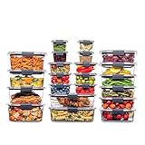Rubbermaid Brilliance BPA Free Food Storage Containers with Lids, Airtight, for Lunch, Meal Prep, and Leftovers, Set of 22