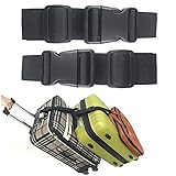 Ajmyonsp Pack of 2 Add a Bag Luggage Strap Adjustable Suitcase Belt Travel Attachment Travel Accessories for Connect Your 3 Luggages, Black