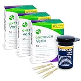 OneTouch Verio Test Strips for Diabetes Value Pack - 90 Count | Diabetic Test Strips for Blood Sugar Monitor | Home Self Glucose Testing | 3 Boxes, 30 Test Strips Per Pack