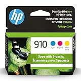 HP 910 Cyan, Magenta, Yellow Ink Cartridges | Works with HP OfficeJet 8010, 8020 Series, HP OfficeJet Pro 8020, 8030 Series | Eligible for Instant Ink | 3YN97AN, 3 Count (Pack of 1)
