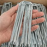 100 Pcs 6 inch Garden Landscape Staples Galvanized Pins Lawn Stakes for Weed Barrier Ground Cover,U-Type Heavy Duty (100 Pcs x 6')