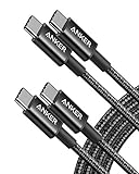 Anker USB C Cable, New Nylon USB C to USB C Cable (6ft, 2Pack), 60W(3A) Charger Cable for iPad Mini 6/ Pro 2021/2020, iPad Air 4, MacBook Pro 2020, Samsung Galaxy S23/S22/S21,Switch