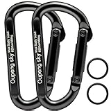 Carabiner Clip，855lbs，3' Heavy Duty Caribeaners for Hammocks,Camping Accessories,Hiking,Keychain,Outdoors and Gym etc,Spring Snap Hook Carabiners for Dog Leash,Harness and Key Ring,2 PCS,Black