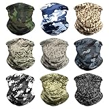 VCZUIUC Headwear Bandana Head Wrap Face Scarf Mask Neck Warmer Balaclava for Sports (One Size, 9PCS CAMO-5)