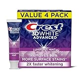 Crest 3D White Toothpaste, Advanced Luminous Mint, Teeth Whitening Toothpaste, 3.7 Oz (Pack of 4)