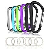 6PCS Carabiner Caribeaner Clip,3' Large Aluminum D Ring Shape Carabeaner Keychain Hook