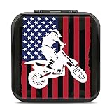 Dirt Bike Motocross Supercross USA Flag 12 Game Card Case for Switch Portable Hard Shell Protective Game Card Holder Box