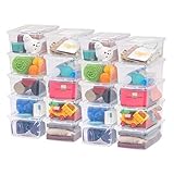 IRIS USA 5.9 Qt. Plastic Storage Container Bin with Latching Lid, 20 Pack, Stackable Nestable Shoe Box Tote Shoebox Closet Organization School Art Supplies - Clear