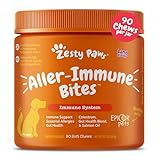 Zesty Paws Allergy Immune Supplement for Dogs - with Omega 3 Salmon Fish Oil & EpiCor Pets + Probiotics for Seasonal Allergies - Lamb - 90 Chews