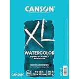 Canson XL Series Watercolor Textured Paper Pad for Paint, Pencil, Ink, Charcoal, Pastel, and Acrylic, Fold Over, 140 Pound, 9x12 Inch, , 30 Sheets
