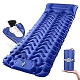 MOXILS Sleeping Pad Ultralight Inflatable Sleeping Pad for Camping, 75''X25'', Built-in Pump, Ultimate for Camping, Hiking - Airpad, Carry Bag, Repair Kit - Compact & Lightweight Air Mattress(Blue)
