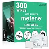 Metene 300 Pack Lens Cleaning Wipes, Pre-Moistened and Individually Wrapped Eyeglass Wipes, Glasses Cleaner for Eyeglasses, Camera Lens, Tablets, Phone, Computer Screen and Other Delicate Surfaces