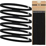 Tough Headwear Thin Elastic Sports Headbands for Women & Men, Workout, Running, Soccer Headband - 6 Black