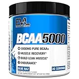 Evlution Nutrition BCAA5000 Powder 5 Grams of Branched Chain Amino Acids (BCAAs) Essential for Performance, Recovery, Endurance, Muscle Building, Keto Friendly, No Sugar (30 Servings, Blue Raz)