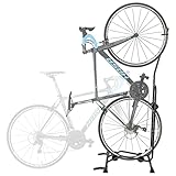 CyclingDeal Upright Bike Stand - Premium Quality Vertical & Horizontal Adjustable Bicycle Floor Parking Rack - Safe & Secure for Storing MTB Road Bikes in Garage or Home - for Wheels Sizes up to 29”