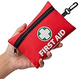 Mini First Aid Kit, 110 Piece Small First Aid Kit - Includes Emergency Foil Blanket, Scissors for Travel, Home, Office, Vehicle, Camping, Workplace & Outdoor (Red)