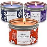 Candles for Home Scented,3 Pack Long Lasting Burn Scented Candles,Highly Scented & Soy Wax Holiday Candle Gifts for Women, Birthday Gifts for Her - Lavender | Orange Blossom | Mahogany Candle