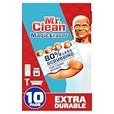 Mr. Clean Magic Eraser, Extra Durable, Multi Purpose Cleaner, Shoe, Bathroom, Shower, and Car Window and Windshield Cleaner, Cleaning Pads, 10 Count
