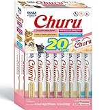 INABA Churu Cat Treats, Grain-Free, Lickable, Squeezable Creamy Purée Cat Treat/Topper with Vitamin E & Taurine, 0.5 Ounces Each Tube, 20 Tubes, Seafood Variety Box