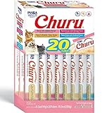 INABA Churu Cat Treats, Grain-Free, Lickable, Squeezable Creamy Purée Cat Treat/Topper with Vitamin E & Taurine, 0.5 Ounces Each Tube, 20 Tubes, Seafood Variety Box