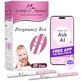 Easy@Home Pregnancy Test Strips Kit, 20 Pack Early Detection hCG Tests - Bulk Pregnancy Strips - Powered by Premom APP