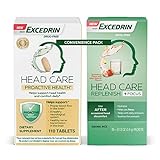 Head Care Proactive Health Dietary Supplement from Excedrin - 110 Count and Head Care Replenish Plus Focus Drink Mix from Excedrin - 24 Packets Convenience Pack