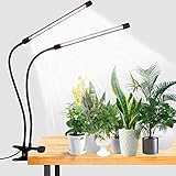 GooingTop LED Grow Light,6000K Full Spectrum Clip Plant Growing Lamp with White Red LEDs for Indoor Plants,5-Level Dimmable,Auto On Off Timing 4 8 12Hrs