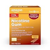 Amazon Basic Care Nicotine Polacrilex Coated Gum 4 mg (nicotine), Cinnamon Flavor, Stop Smoking Aid, 160 Count