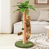 Meowoou Scratching Post 33 inch Tall for Indoor Cats with Sisal Rope, Scratcher for Cute Kitten
