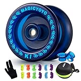 MAGICYOYO Responsive YoYo K1 Tug Return Yoyo, Hubstacks Yoyo for Kids Beginners with Yoyo Storage Bag + 12 Yoyo Strings +Yo-Yo Glove +2 Yoyo Hubstacks (Blue)