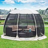 Alvantor Screen House Room Camping Tent Outdoor Canopy Pop Up Sun Shade Hexagon Shelter Mesh Walls Not Waterproof 10'x10' Beige Patent