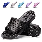 Shower Shoes Men Shower Flip Flops Women Non Slip Bathroom Slippers plastic for College Dorm Room Essentials Boys Kids Rubber Shower Sandals Slides Pool Hotel Gym Swimming Water Shoe (Black,EU44-45)