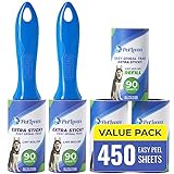 PetLovers Extra Sticky Lint Roller Mega Value Set 450 Sheets for Pet Hair Removal, Dog and Cat Lint Remover