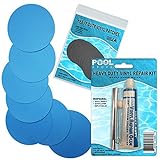 Heavy Duty Vinyl Repair Patch Kit for Above-Ground Pool Liner Repair; Glue and Patch Inflatables; Boat; Raft; Kayak; Air Beds; Inflatable Mattress Repair (Light Blue)