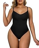 SHAPERX Bodysuit for Women Tummy Control Shapewear Seamless Sculpting Briefs Body Shaper Tank Top,SZ5213-Black-S/M