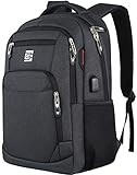 Laptop Backpack,Business Travel Anti Theft Slim Durable Laptops Backpack with USB Charging Port,Water Resistant College Computer Bag for Women & Men Fits 15.6 Inch Laptop and Notebook - Black