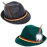 Tigerdoe Oktoberfest Hats - German Alpine Hat - Bavarian Hat with Feather (2 Pack)