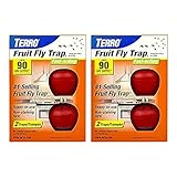 TERRO T2503SR Ready-to-Use Indoor Fruit Fly Killer and Trap with Built in Window - 4 Traps + 180 day Lure Supply