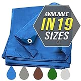 Large Waterproof Tarp Thick Poly Tarpaulin Ideal for Canopy Tents, Boats, RV or Pool Covers - Multipurpose Protective Tarps with Grommets for Indoor and Outdoor Use | 8' x 10'