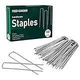 FEED GARDEN Galvanized Landscape Staples 6 Inch 50 Pack 11 Gauge Anti-Rust Garden Stakes Landscaping Fabric SOD Pins Yard Stakes for Weed Barrier Fabric